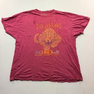 Def Leppard T-Shirt Men Extra Large Burgundy Fair Distressed 1983 Pyromania Tour
